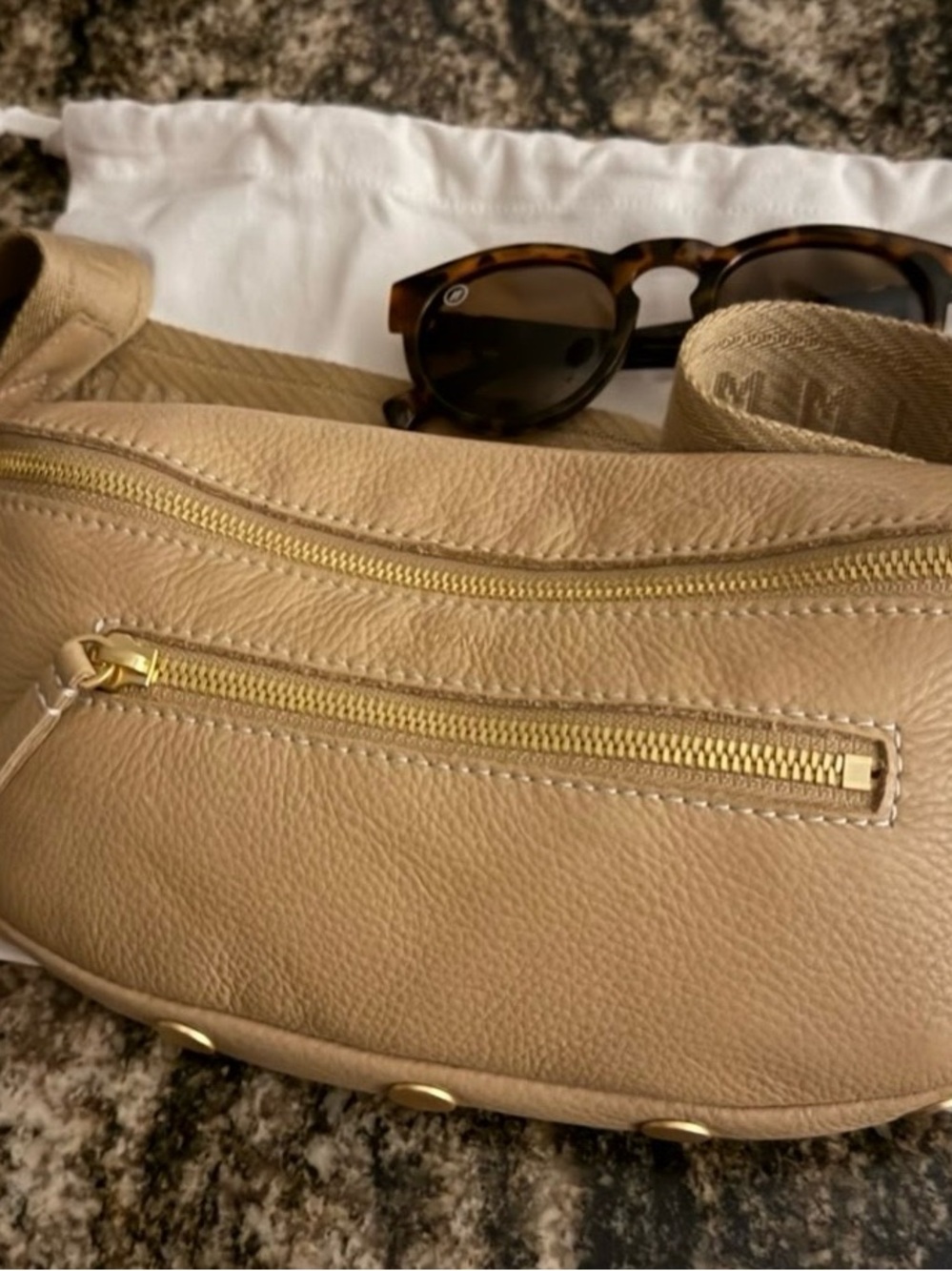Hammitt Tan Leather Mini Belt Bag with Gold Hardware - Picture 2 of 5